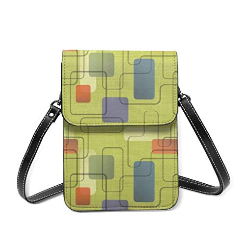 Bolso de hombro pequeño, de mediados de siglo, moderno, para sala de mudanzas, color verde lima, bolsa cruzada para teléfono celular, cartera ligera para mujeres y niñas