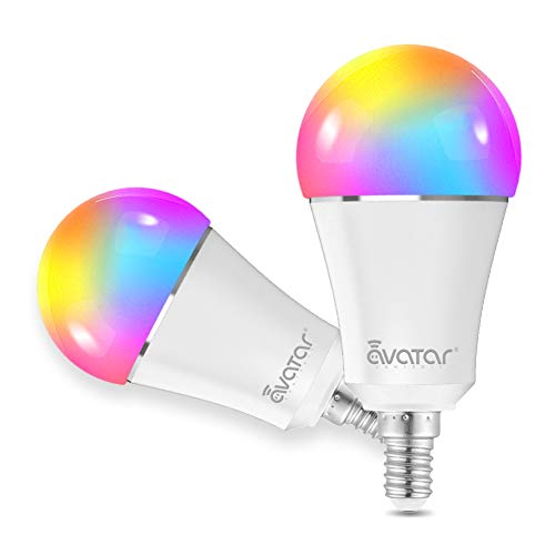 Bombilla LED Inteligente WiFi, E14 Multicolor RGB LED Luces 9W=90W Equivalente 900LM Lámpara WiFi Ahorro de Energia Smart Light Bulb Compatible con Alexa/Google Home/Smart Life, 2Pcs