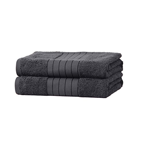 Brentfords - 2 sábanas de algodón 100%, color carbón y 2 toallas de baño