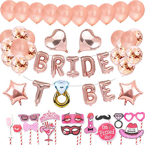 Bride to Be Globos Banner para Fiestas de Despedida de Soltera con Globos de Oro Rosa, AivaToba Confetti Globos, and Sccesorios para Cabinas de Fotos