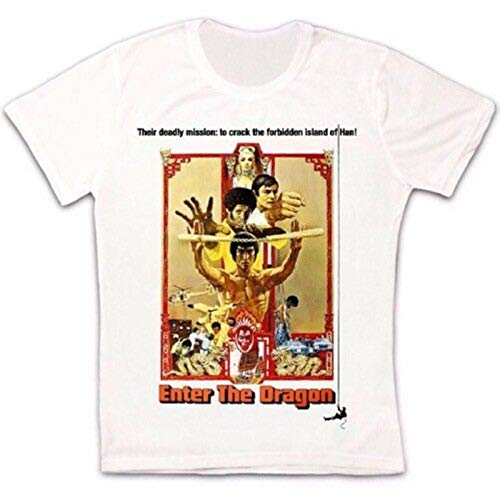 Bruce Lee Enter The Dragon Poster Ideal Gift Cool Retro Unisex T Shirt-M,White/Men's