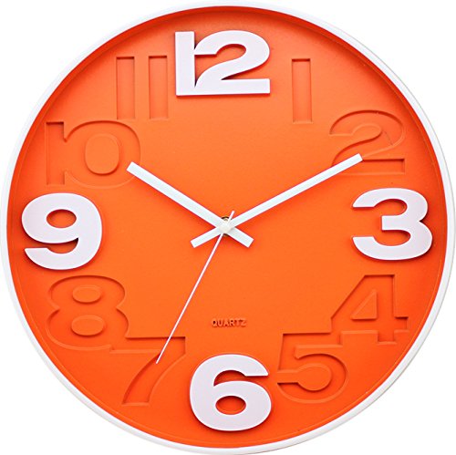 BUVU ZH09827B Reloj de Pared, Naranja, 30 x 30 x 5 cm