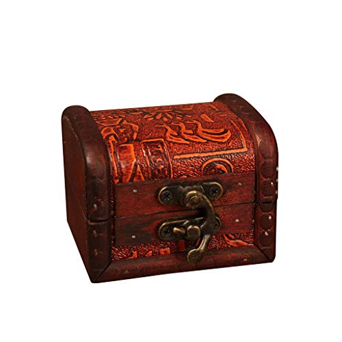 Caja de Caja de Joyas de la Caja de Regalo de Regalo de cumpleaños de Vacaciones Caja de joyería Caja de Madera Hecha a Mano de época con Mini Cerradura de Metal PENNGE (Brown)