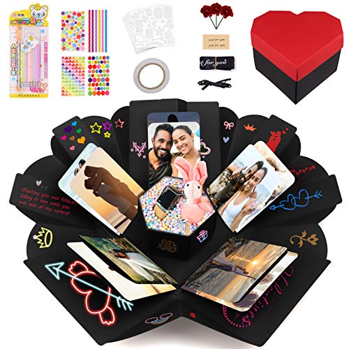 Caja Regalo Caja Sorpresa de Corazón, Cajas Bonitas para Regalo Explosion box Album Scrapbook, Regalo para Novios Novia para Día de San Valentín Día de la Madre Aniversario Cumpleaños