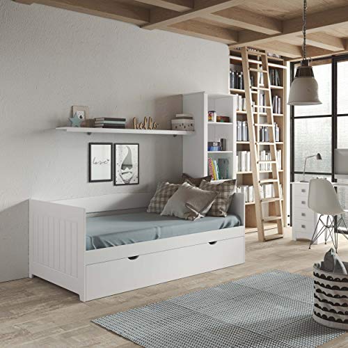 Cama Nido Juvenil Doble Blanca LACADA 90x190 Cama Nido Juvenil Doble Blanca LACADA 90x190