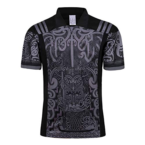 Camiseta De Rugby NFL Nueva Zelanda Maori Special Edition Rugby Fan Mens Compression Short Sleeve Casual Sports T-Shirt 2017-2018,L