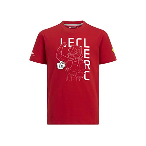 Camiseta deportiva de la marca B.V. Scuderia Ferrari F1 Charles Leclerc para niños, color rojo, 5-6x, Rojo