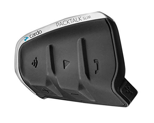 CARDO DMC/Bluetooth PACKTALK SLIM Sistema de comunicación y entretenimiento para moto con control de voz natural y sonido JBL, puede conectar de 2 a 15 motoristas (pack doble) negro, pack de 2