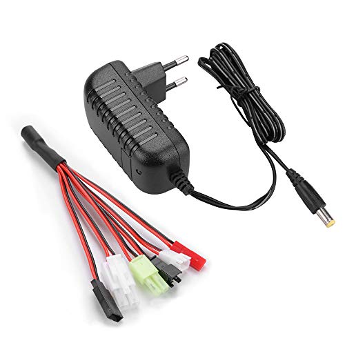 Cargador Airsoft para Batería Nimh/Nicd 2-10s 2,4-12V, Cargador RC Inteligente para Coche RC, Barco RC, Drone,Maquetas,Pistola de aire, con 5 Adaptador Mini Tamiya/Estándar Tamiya/JST/SM 2P/HuanQi Cargador Airsoft para Batería Nimh/Nicd 2-10s 2,4-12V, Cargador RC Inteligente para Coche RC, Barco RC, Drone,Maquetas,Pistola de aire, con 5 Adaptador Mini Tamiya/Estándar Tamiya/JST/SM 2P/HuanQi