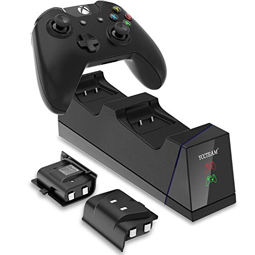 Cargador para Xbox One con mando y estación de carga dos puertos con 2 packs 1200 mAh batería recargable para Xbox One/S/X/Elite