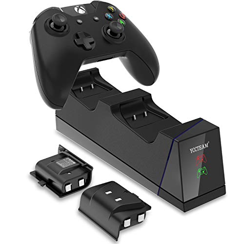 Cargador para Xbox One con mando y estación de carga dos puertos con 2 packs 1200 mAh batería recargable para Xbox One/S/X/Elite Cargador para Xbox One con mando y estación de carga dos puertos con 2 packs 1200 mAh batería recargable para Xbox One/S/X/Elite