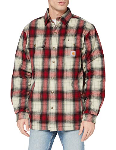 Carhartt Hubbard Sherpa Lined Shirt Jac Chaqueta de camisa, Dark Crimson, L para Hombre