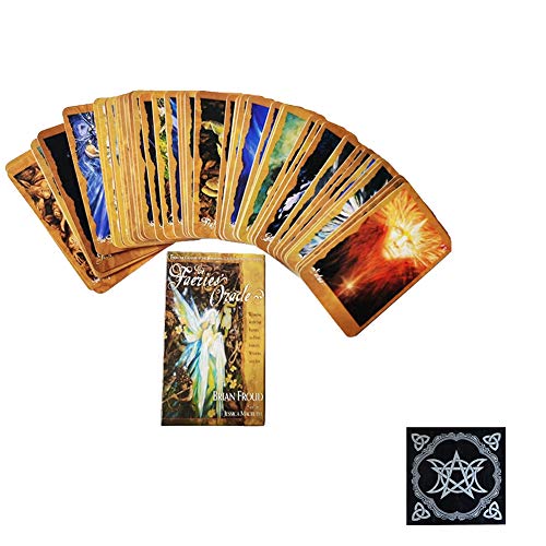 Cartas de Tarot de Oracle de Las Hadas 66 Piezas de baraja Cartas de Tarot de Papel de Hadas duraderas bellamente diseñadas para Juegos de Mesa,Deck Game,with Tablecloth