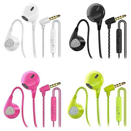 CBGGQ 4 Pares Auriculares In Ear con Micrófono, 3,5 mm con Cable para Ajustar el Volumen, Estéreo, Graves Profundos, Aislamiento de Ruido, para iOS y Android Smartphones (Negro+Blanco+Rosa+Verde) CBGGQ 4 Pares Auriculares In Ear con Micrófono, 3,5 mm con Cable para Ajustar el Volumen, Estéreo, Graves Profundos, Aislamiento de Ruido, para iOS y Android Smartphones (Negro+Blanco+Rosa+Verde)
