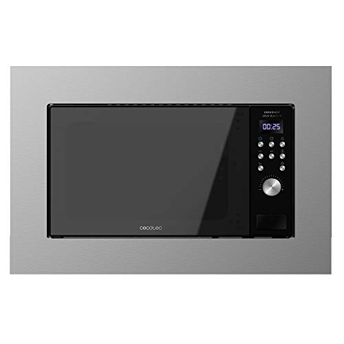 Cecotec Microondas encastrable Digital GrandHeat 2000 Built-In Steel Black. 700W, Integrable, 20l, Grill, 9 funciones preconfiguradas, Quick Start, Diseño Elegante