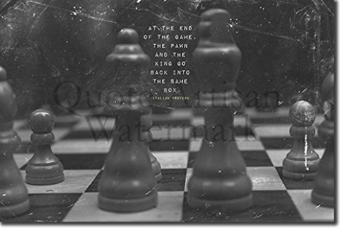 Chess / Ajedrez Póster Motivacional 06 "At the end of the game..." Art Print Afiche Foto Regalo motivación Cita Italian Proverb - Dimensiones: 30 x 20cm