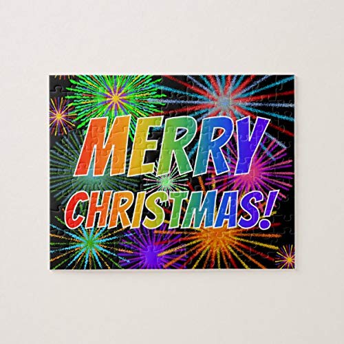 Christmas Jigsaw Puzzles, Fun, Colorful, Rainbow Spectrum "MERRY CHRISTMAS!" Jigsaw Puzzle Game with Posters for Adults Teens Kids Large Puzzle Game Toys Gift for Loves Family & Friends 50x75 CM