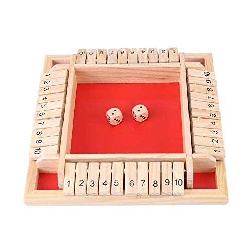 Cierra la Caja Juego, Shut The Box Juego de Mesa de Madera, Flop Digital de Tablero Numérico de Madera para Niños, para Juegos Familiares para Padres e Hijos Fiesta, Juguetes Educativos (Rojo)