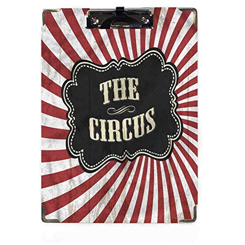 Circus Decor Portapapeles tamaño carta perfil bajo clip anuncio tema decorativo portapapeles para escuela, oficina, enfermera, arte, negocios