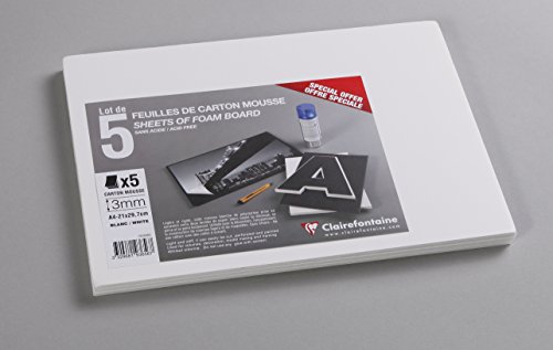 Clairefontaine 193656C Foam Boards, 3 mm Thick, A4, 5 Sheets - White