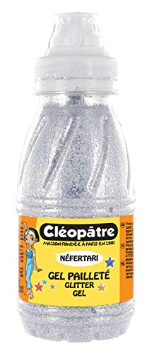Cleopatre GP250-877 - Frasco de gel con purpurinas - 250 ml - Plata