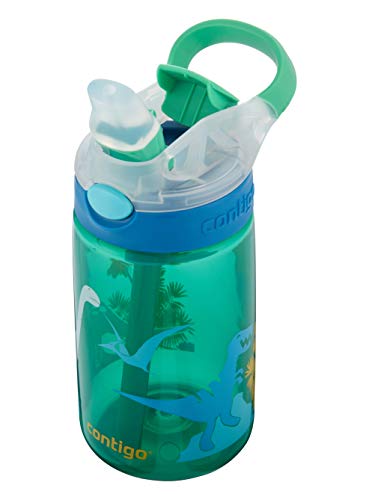 Contigo Gizmo Flip Botella, Unisex-Baby, Jungle Green Dino, 420ml Contigo Gizmo Flip Botella, Unisex-Baby, Jungle Green Dino, 420ml