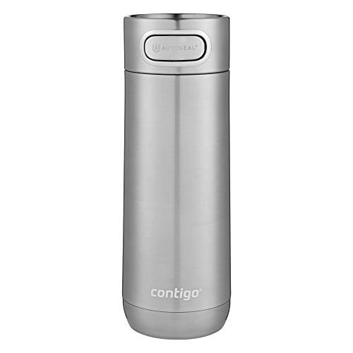 Contigo Luxe Autoseal taza térmica de viaje, taza de café de acero inoxidable, termo, vaso hermético, apto para lavavajillas, taza con tapa sin BPA fácil de limpiar, Stainless Steel, 470 ml