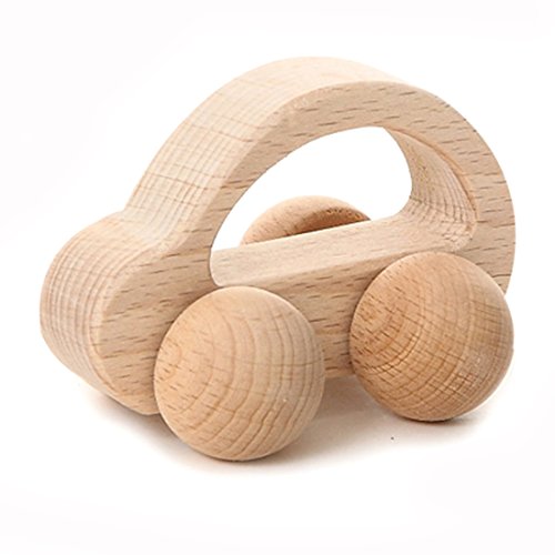 Coskiss Juguetes para rompecabezas Desarrollo intelectual de los niños Montessori juguetes Set Enfermería de dientes de madera de sonajeros Baby divertido e interesante juguete (coche)