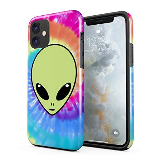 Cover Universe Funda para iPhone 11 Psychedelic Alien Emoji Outer Space Tye Dye Trippy Tumblr, Resistente a los Golpes, Carcasa Dura de PC de 2 Capas + Funda Protectora de Diseño Híbrido de TPU