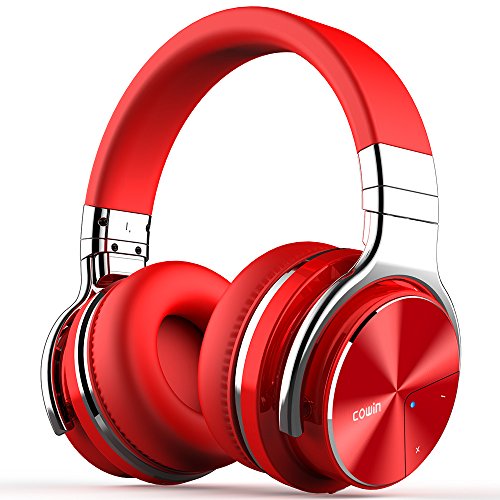 Cowin E7 Pro Auriculares Inalámbricos Bluetooth con Micrófono Hi-Fi Deep Bass Auriculares Inalámbricos sobre El Oído, (Hi-Res Audio, cancelación de Ruido, Bluetooth,30 Horas de autonomía) - Rojo