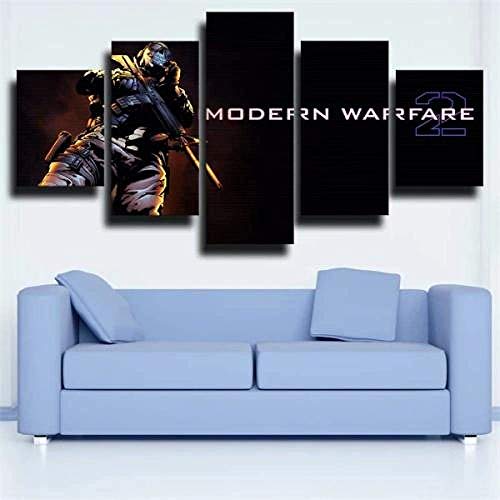 Cuadro en lienzo Impresiones en lienzo de 5 piezas Paneles de 5 partes Call Of Duty Modern Warfare Emblema del personaje Listo para colgar Impresión de arte en la pared Imagen completamente impre
