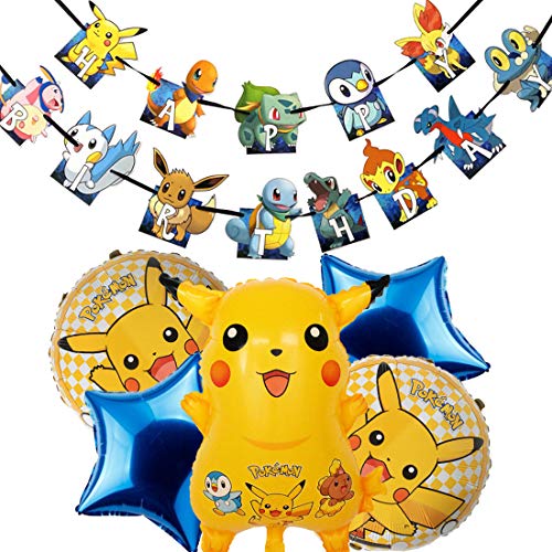 Cumpleaños Pokemon - ZSWQ Pikachu Fiesta Globos Helium Foil Globos Pokemon Pikachu Globos de Fiesta Aluminio Globo para Decoración de Fiesta de Pokemon Team