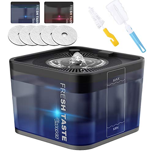 DADYPET Fuente para Gatos 2.5L Bebedero Gatos Silenciosa para Mascotas con LUZ,Bomba de Apagado Automático,Fuentes Agua Perros con 5 Filtros DADYPET Fuente para Gatos 2.5L Bebedero Gatos Silenciosa para Mascotas con LUZ,Bomba de Apagado Automático,Fuentes Agua Perros con 5 Filtros