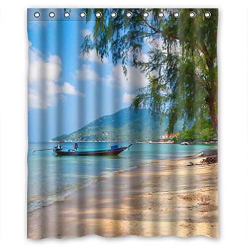 De tamtam design sunny cortina de ducha de paisaje diseño de paisaje de beach resort métrica 152,4 cm (W) x 182,88 cm (H)