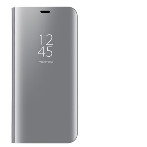 Dedux Funda Xiaomi Mi Note 10 Lite - Modelo Inteligente Fecha/Hora Ver Espejo Brillante tirón del Caso Duro con para el Xiaomi Mi Note 10 Lite, Plata