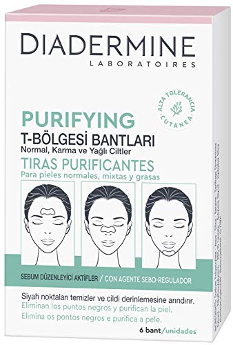 Diadermine - Tiras Purificantes, 6 tiras, para pieles normales y mixta, Elimina puntos negros y purifica la piel Diadermine - Tiras Purificantes, 6 tiras, para pieles normales y mixta, Elimina puntos negros y purifica la piel