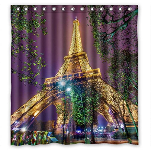 Diseño de la torre Eiffel Diseño de paisaje de cortina de ducha métrica 167,64 cm (W) x 182,88 cm (H)