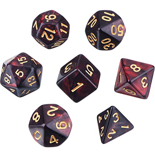eBoot Dados Poliédricos Set de 7-Dados para Dungeons y Dragons con Bolsa Negra (Negro Rojo) eBoot Dados Poliédricos Set de 7-Dados para Dungeons y Dragons con Bolsa Negra (Negro Rojo)