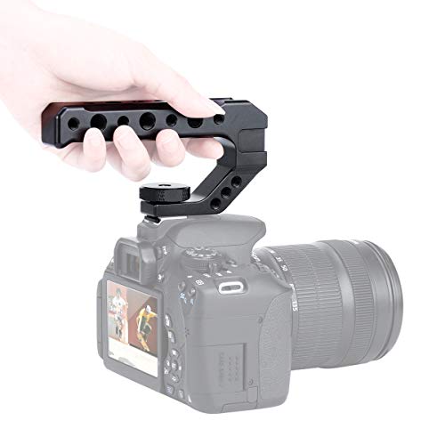 Empuñadura superior de cámara DSLR de metal para Sony Nikon Canon Pentax Adaptador de zapata fría Agarre de mano universal con 1/4 3/8 Tornillo para micrófono de monitor y extensión de luz led