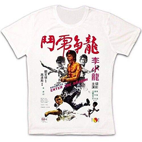 Enter The Dragon Bruce Lee 73 Movie Retro Vintage Hipster Unisex T Shirt-3XL,White/Womens