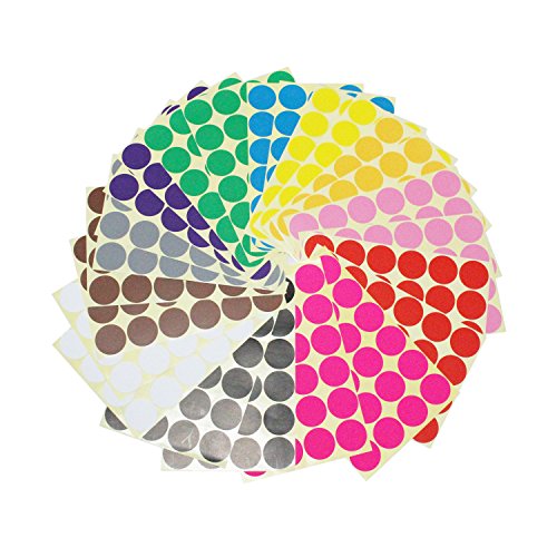Etiquetas adhesivas redondas adhesivas pequeñas de 32 mm para marcar puntos, 12 colores diferentes