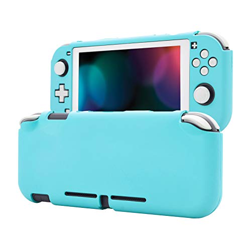 eXtremeRate PlayVital Funda para Nintendo Switch Lite Carcasa Tacto Suave Estuche Acoplable con Protector de Pantalla de Vidrio Templado Protectora Duradera para Control Switch Lite(Celeste)