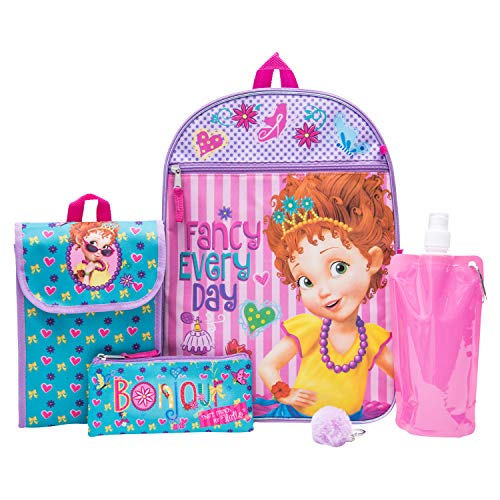 Fancy Nancy Backpack Combo Set - Disney Fancy Nancy Girls' 6 Piece Backpack Set - Backpack & Lunch Kit (Pink)
