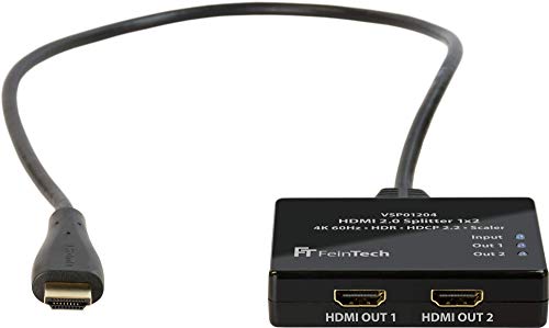 FeinTech VSP01204 Divisor HDMI Splitter 1 x 2 Ultra HD 4K 60Hz HDR con Escalador Scaler