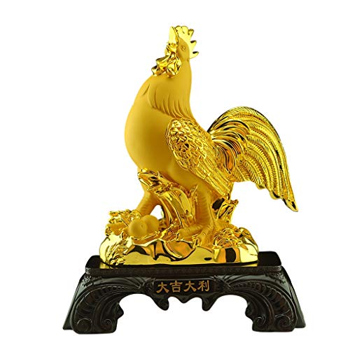 Feng Shui Estatuas Gallo de Oro Decoración del zodiaco Gallo Lucky Decoración Resina de Colección Figuras Decoración for la suerte y Riqueza perfecto for su hogar u oficina Riqueza Estatuilla