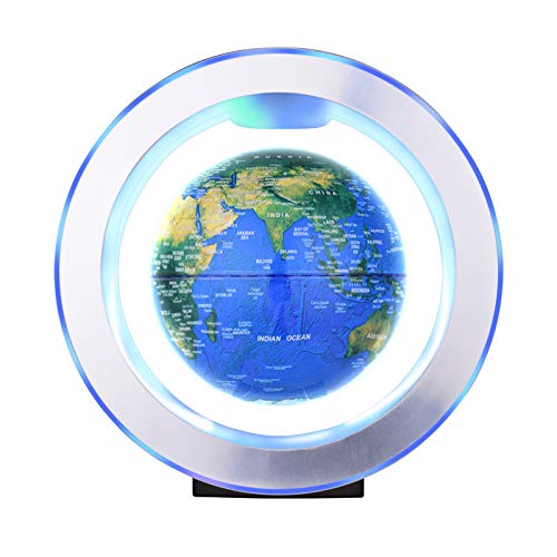 Festnight Globo flotante de leviación magnética de 6 pulgadas,bola de tierra giratoria antigravedad,globo de mapa del mundo levitante con luz LED colorida y base en forma de O para estudiantes