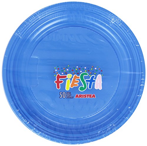 Fiesta - Juego de 50 Platos de plástico de Color Azul