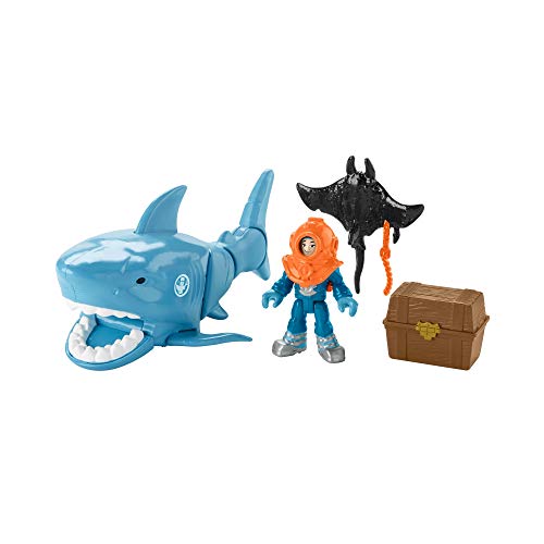 Figura de Acción Imaginext Sharks Tiburón y Buzo del mar