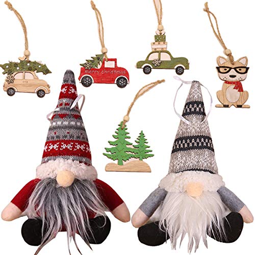 Fiyuer muñecos de gnomo 7 Pcs Adornos Colgantes de árbol de Navidad para Navidad árbol de Fiesta decoración
