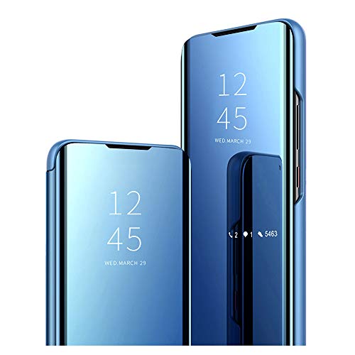 Funda con espejo semitransparente para Samsung Galaxy A31/M40S/A51 2020, con función atril, color azul Funda con espejo semitransparente para Samsung Galaxy A31/M40S/A51 2020, con función atril, color azul